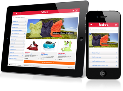 Fatboy.com op de tablet en smartphone